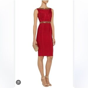 Herve Leger Elegant Lipstick Red Ardell Bandage Medium Limited Edition Dress